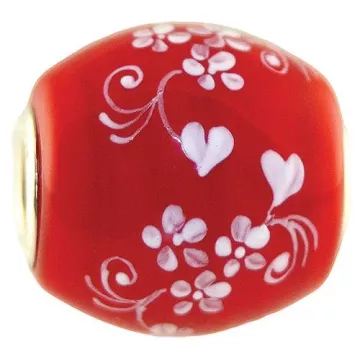 Fenton Artisan Crafted Glass Bead - Two Hearts Are One - .76 Oval