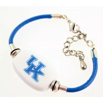 Fenton Collegiate Logo Bracelet- University of Kentucky Milk Glass Bead