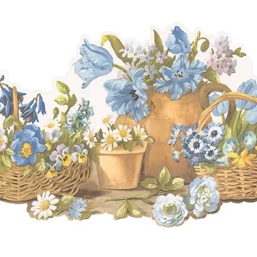 Die Cut Basket Wallpaper Border Blue, Brown Norwall Wallcovering FK78465DC