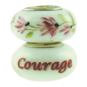 Fenton Art Glass Artisan Bead - Courage - Hand Painted & Sterling Silver Lined