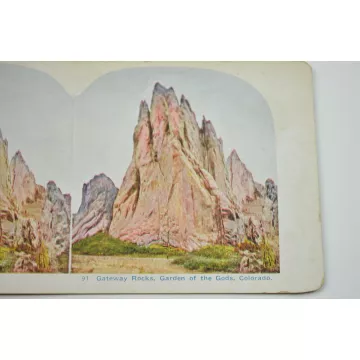 Antique Stereoview - No. 91 - Gateway Rocks, Garden Of The Gods, Colorado