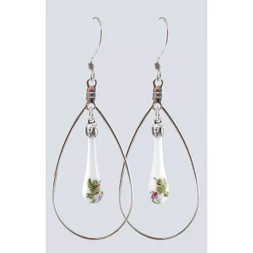 Fenton Art Glass - Hoop Style Teardrop Earrings - Hummingbird Minuet