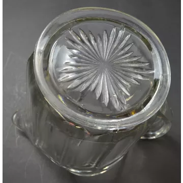 Clear Cut Glass Panel Design Ice Lipped Pitcher - 7.75 Tall