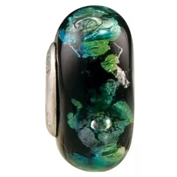 Fenton Art Glass Artisan Crafted Bead - Abyss - Sterling Silver Lined