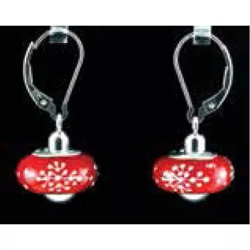 Fenton Art Glass - Sterling Silver Leverback Earrings - Vertical Bead Holder