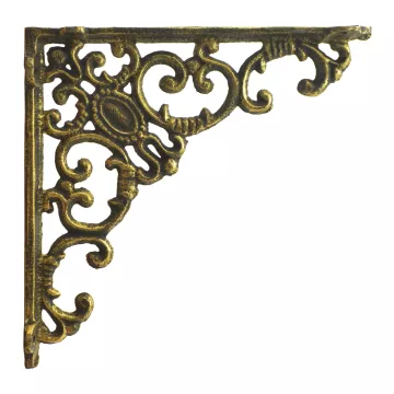 Ornate Curls Shelf Bracket - Gold Cast Iron - 7.75" Deep