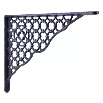 Decorative Shelf Bracket - Ornate Lattice - Black Cast Iron - 11.625"