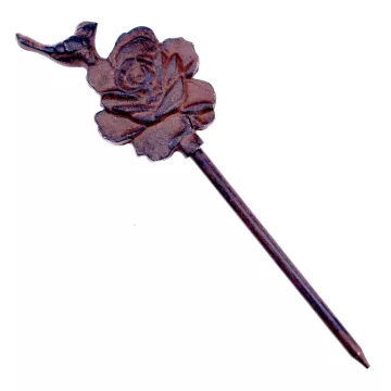 Cast Iron Garden Hose Guide - Bird On Rose - 12.5" Tall