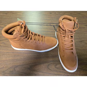 Men's Travis High Top Sneakers Cognac Brown Shoes Size 9.5 - 12