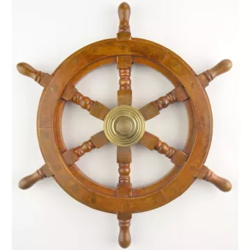 Decorative Wall Hanging - Wooden Ship Wheel - 12 3/4 Wide