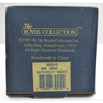 Boyds Bears Bearware Pottery Porcelain Keepsake Box - Ms Griz...Saturday Night