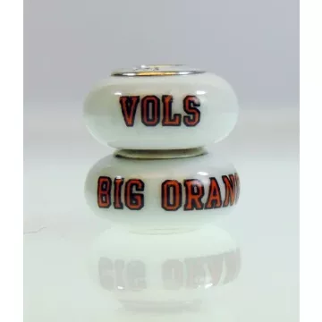 Fenton Milk Glass Collegiate Bead - Tennessee Vols - Sterling Silver Lined