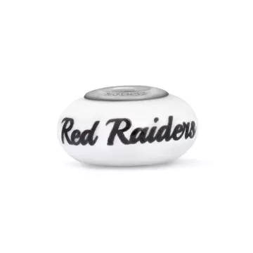 Fenton Milk Glass Collegiate Bead - Texas Tech - Sterling Silver Lined