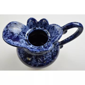 Spongeware Pottery Pitcher - Dark Blue - 5.5 Tall