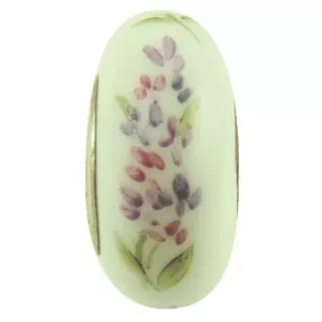 Fenton Art Glass Artisan Crafted Bead - Springtime Lilacs - Sterling Silver Core