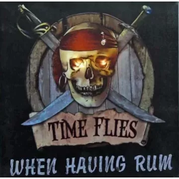 Canvas Pirate Sign With LED Eyes - Time Flies When Having Rum