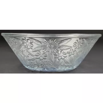 Indiana Glass - Pineapple & Floral Clear Pattern - Salad Bowl - 7.5 Wide
