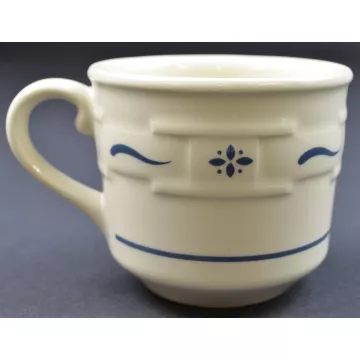 Longaberger Pottery - Woven Traditions Classic Blue - Flat Cup - 3 Tall