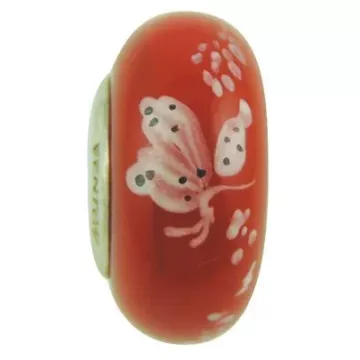 Fenton Art Glass Artisan Bead - Chantilly Butterfly - Sterling Silver Lined