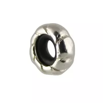 Fenton Art Glass - Sterling Silver Stopper Bead - Ribbed Swirl