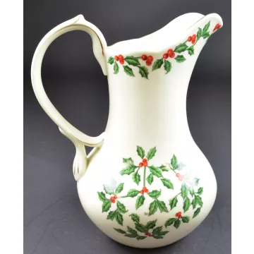 livingQUARTERS Christmas Pitcher - Holly Berry Pattern - 10 Tall