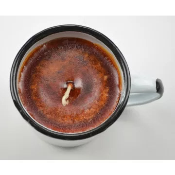 White Enamel Candle Mini Mug - Butter Maple Syrup Scent - 2.25 Tall