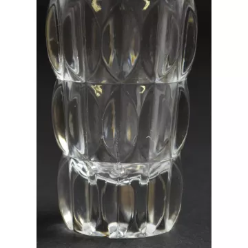 Clear Pressed Glass Flower Vase - Thumbprint Pattern - 5 Tall