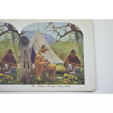 Antique Stereoview - No. 492 - Camp Life And Camp Fare