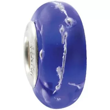 Fenton Artisan Crafted Glass Bead Midnight in Paris - Sterling Silver Lined