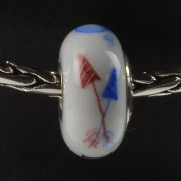 Fenton Art Glass Artisan Crafted Bead - Pi Beta Phi - Sterling Silver Lined