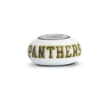 Fenton Milk Glass Collegiate Bead - Pitt Panthers - Sterling Silver Lined