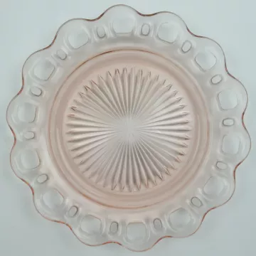 Anchor Hocking - Lace Edge Pink Pattern - Luncheon Plate