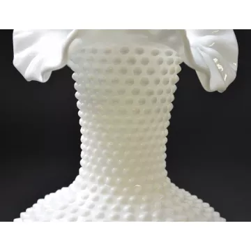 Fenton Art Glass - Hobnail Milk Glass Pattern - Double Crimped Vase