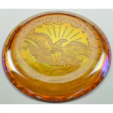 Indiana Glass Plate - American Bicentennial Amber Carnival - Eagle 1976