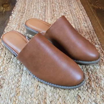 Women's Rita Mule Flats Memory Foam Insole Brown Slide