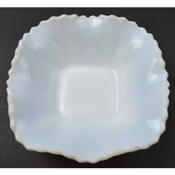 Vintage Diamond Cut Milk Glass Scalloped Candy Dish - 6.25 Wide