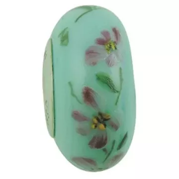Fenton Art Glass Artisan Bead - Overture To Spring - Sterling Silver Lined