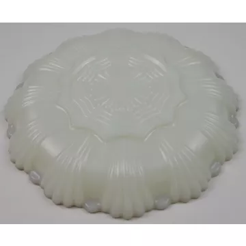 Anchor Hocking Glass Fire King 3 Part Relish Dish - Milk Glass Gold Trim