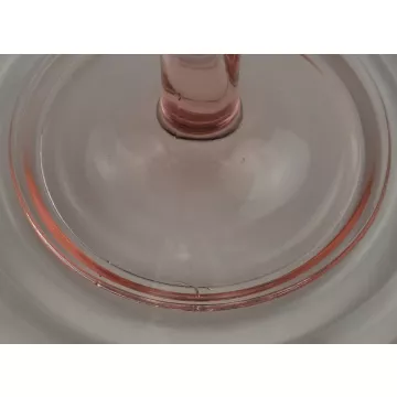 Pink Glass Tidbit Tray - Etched Floral & Crisscross Pattern