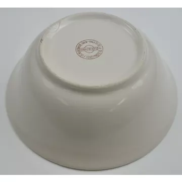 White Pottery With Orange Bands Vegetable Bowl - 9.375 Round