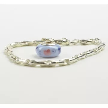 Fenton Art Glass Artisan Crafted Bead - Sigma Kappa - Sterling Silver Lined