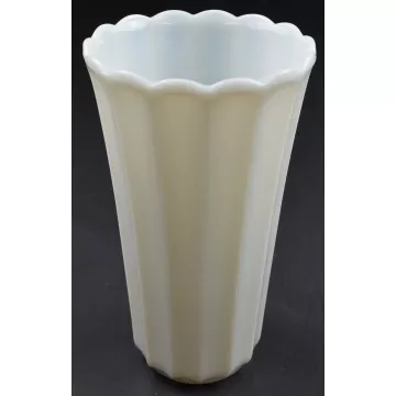 Fluted Milk Glass Scalloped Flower Vase - 8.5 Tall