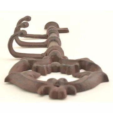 Cast Iron Wall Hook Rack - Antique Skeleton Key Style - 3 Hooks