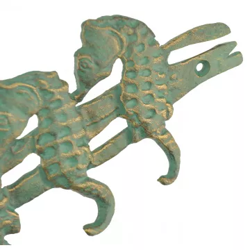 Metal Wall Hook Rack - Seahorses - 10 Wide