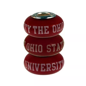 Fenton Red Glass Collegiate Bead - The Ohio State University - Sterling Silver