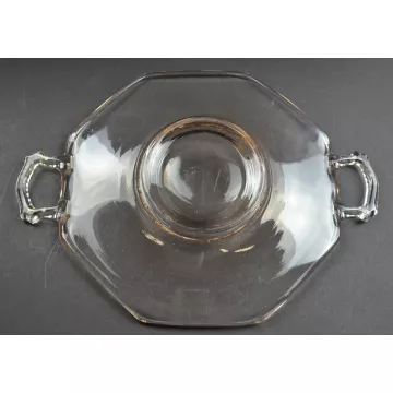 Vintage Pink Depression Glass Tidbit Plate With Handles