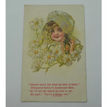 Vintage Postcard - Greeting Card - Daisies Won't Tell What He Said To Them - Early 1900's