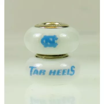 Fenton Milk Glass Collegiate Bead - North Carolina - Sterling Silver Lined