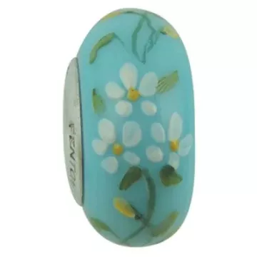 Fenton Art Glass Artisan Crafted Bead - Edelweiss - Sterling Silver Lined