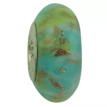 Fenton Art Glass Vasa Murrhina Bead - Dancing In The Rain - Sterling Core